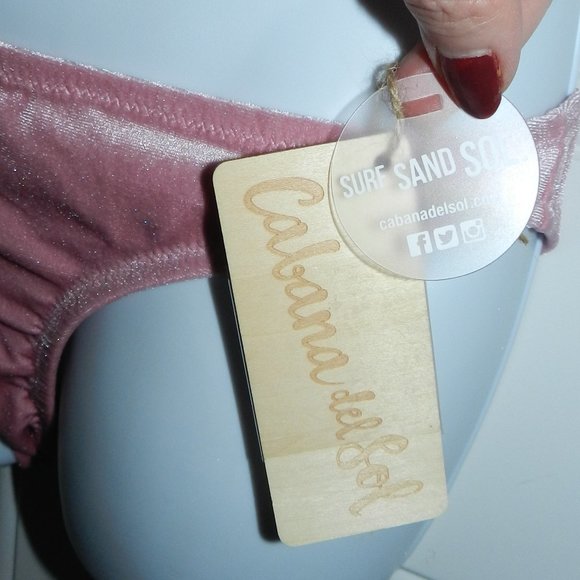 Cabana Del Sol Women's Sexy Swimsuit Velvet Sporty Crop Bikini Bathing Suit Rose - Picture 9 of 14